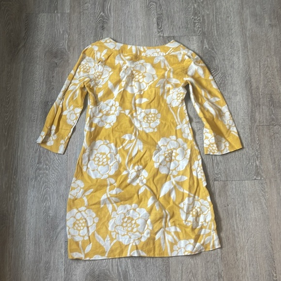 Boden Yellow and White Floral Dress linen size 4 - Picture 6 of 6